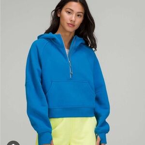 Scuba Oversized Half-Zip Hoodie Poolside Blue